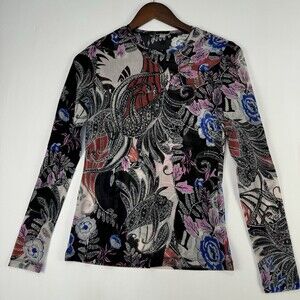 Tristan Sheer Mesh‎ Floral Paisley Long Sleeve Top XS